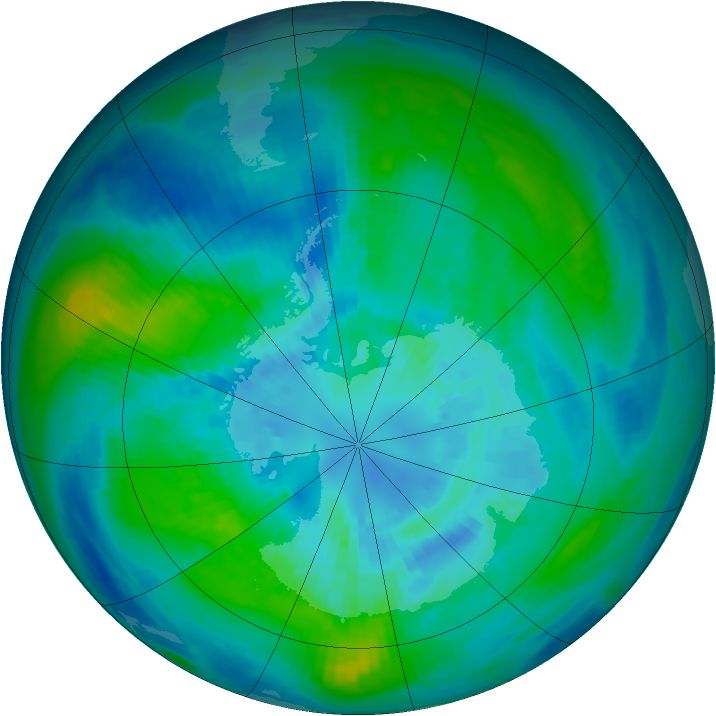 Antarctic ozone map for 29 March 1984